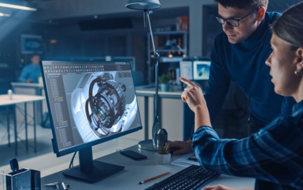 A-pair-of-designers-working-on-a-CAD-assignment